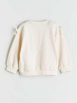 Bisiklet Yaka Bask?l? K?z ?ocuk Sweatshirt