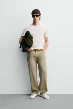CAMISETA REGULAR FIT RIB / Crudo