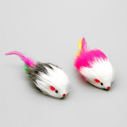 Мышь меховая Пушистик с перьями 7,5 см, микс цветов - Пижон фото 5