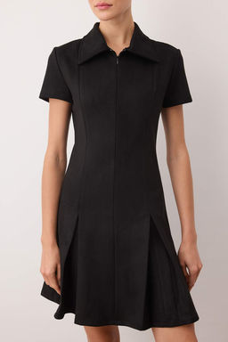 Siyah Suet Polo Yaka Fermuarl? A-line Duz Midi Orme Elbise TWOAW26EL00324 - Trendyolmilla фото 3