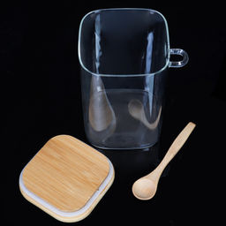 Банка квадратная бамбуковая крышка с ложкой d-100/150 950 мл / LCKW2918 /уп 48/ - Галеонтрейд фото 7