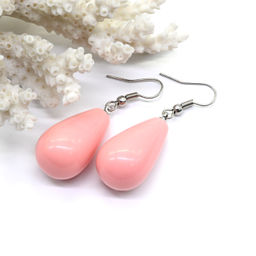 Серьги Капли из коралла розового 15*25м, 11,3г Радуга камня