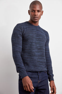 TRENDYOL MAN Lacivert Slim Dar Kesim Bisiklet Yaka Degrade Triko Kazak TMNAW20LS0008 - Trendyolmilla фото 4