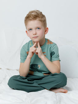 К 1646/динозавры,зеленый пижама для мал