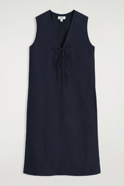 VESTIDO CON LAZOS FRONTALES EN MEZCLA DE LINO - H&m фото 2