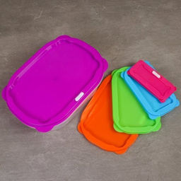 Салатник прямоугольный 5 штук с крышками/ 15-54 /уп 24/ - Галеонтрейд фото 2