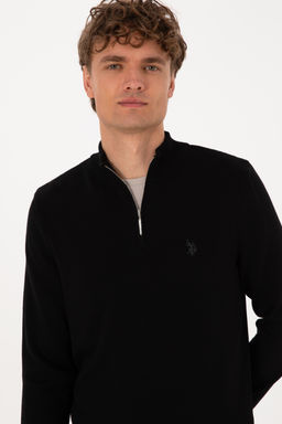 Erkek Slim Fit Yar_m Fermuarl_ Siyah Basic Kazak - U.s. polo assn фото 9