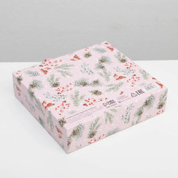 Цена за 5 шт. Складная коробка подарочная Новогодняя ботаника, 20 х 18 х 5 см, БЕЗ ЛЕНТЫ - Дарите счастье фото 6