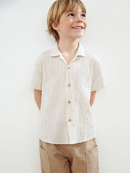 ?izgili Erkek ?ocuk Keten G?mlek