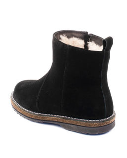 Ботинки женские на войлочной подошве, черные,замша, молния.