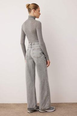 Gri Yuksek Bel Wide Leg Jeans TWOSS25JE00172