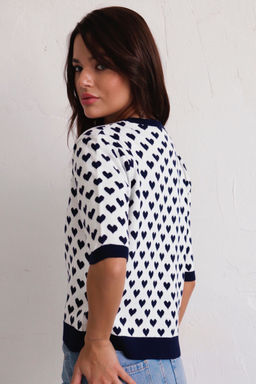 10040 Топ вязаный с сердечками синий - Martichelli фото 3