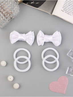 Цена за 6 шт. Набор для волос «Школьница галант», 4 резинки 3.5 см, 2 зажима 6 см, классик, белый