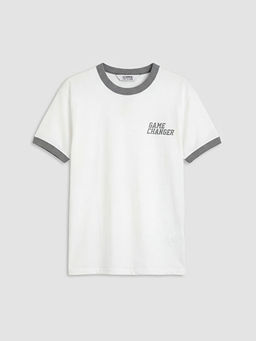 Bisiklet Yaka Bask?l? Erkek ?ocuk Ti??rt