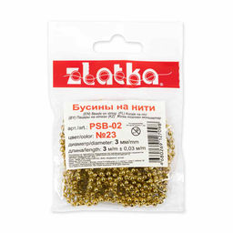 Бусина Zlatka на нити под жемчуг пластик PSB-02 3 мм 5 х 3 м  0.03 м №23 под золото