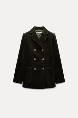 DOUBLE-BREASTED CORDUROY BLAZER ZW COLLECTION - Zara фото 4