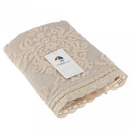 Полотенце махровое "Династия" 50х90см, хлопок 100%, ажурный кант, бежевый (Китай)