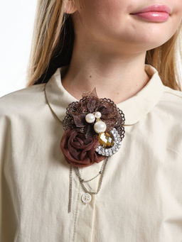 Брошь-заколка PW0450 коричневый