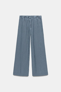 PANTAL?N WIDE LEG RAYAS ZW COLLECTION / Azul - Zara фото 6