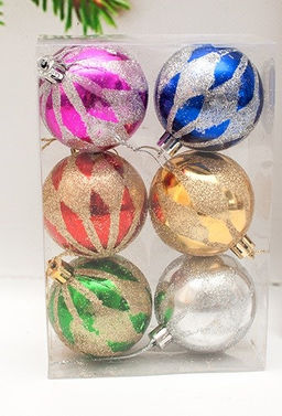 Набор шаров D=6см, 6шт. (XY23-50) ассорти, в пвх упаковке