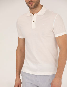 Beyaz Slim Fit Polo Yaka Merserize Ti__rt