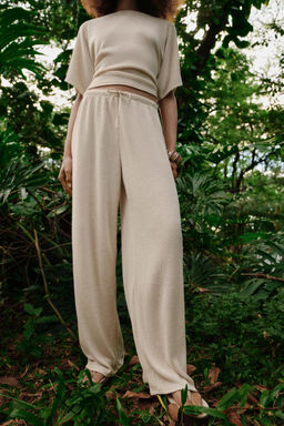PANTAL?N R?STICO WIDE LEG / Beige claro - Zara фото 2