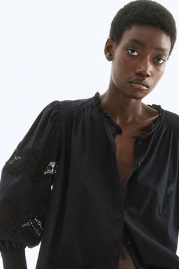 Blusa de algod?n con inserciones de encaje - H&m фото 5