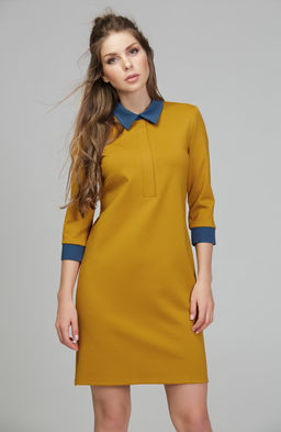 Коктейльное платье горчичный