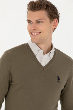 Мужской базовый свитер цвета хаки - U.s. polo assn фото 2