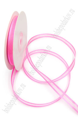 Лента органза с атласными краями 1 см*25 ярд (SF-8086) розовый №05