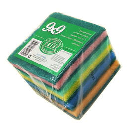 Губка бытовая с чистящим слоем "9х9" 5шт. 9х9х1,5см (гх018)