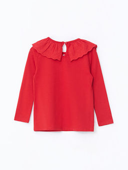 Bisiklet Yaka Uzun Kollu Nak??l? K?z Bebek Ti??rt - Waikiki фото 2