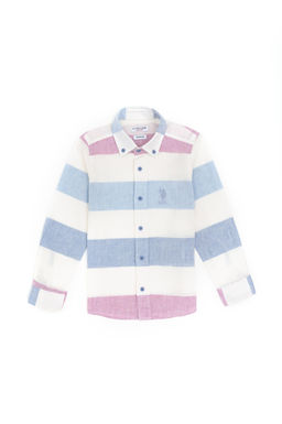 Темно-синяя рубашка с длинным рукавом для мальчика - U.s. polo assn фото 2