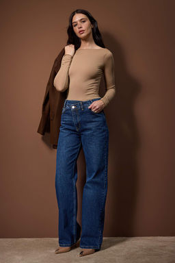 Mavi Yuksek Bel Asimetrik Kapama Bel Detayl? Wide Leg Jeans TWOAW26JE00290