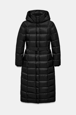 HOODED BELTED WATER-REPELLENT WINDPROOF DOWN PUFFER JACKET - Zara фото 19