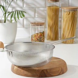 Дуршлаг Доляна Марко, d=25 см, 43.5259 см, длинная ручка, нержавеющая сталь, хромированный