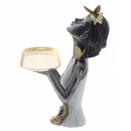 Фигурка декоративная "Девочка" с подносом, L22,5 W14,5 H28 см