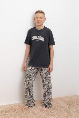 КБ 2831/темно-серый,милитари на бежевом пижама для мал