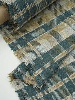 Шерсть пальтово-костюмная Твид Клетка цв.морская волна, ш.1.45м, шерсть-50%, п/э-50%, 390гр/м.кв