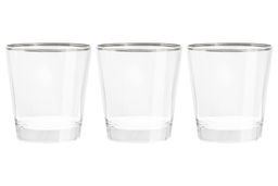 Стакан для виски, 10 см, 365 мл, 6 шт, хрустальное стекло, с серебристым кантом, Gemma Platinum