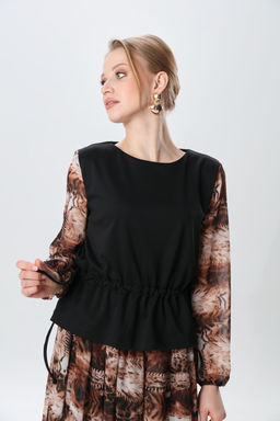 Платье NIKVA н740-26 чёрный и тигровая абстракция  фото 5