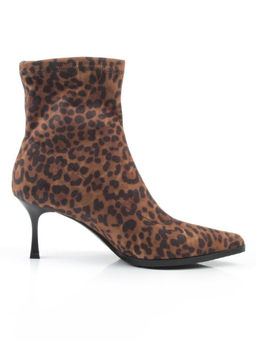 01-H26B-42PC BROWN LEOPARD Ботильоны демисезонные женские (велюр)