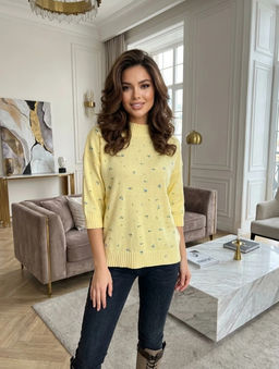 K13303 Джемпер (вязаный трикотаж) ЖЕЛТЫЙ