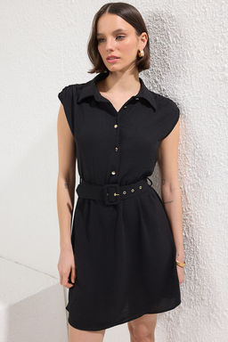 K?rm?z? Kemerli Duz A Kesim Kemerli K?sa / Mini Dokuma Elbise TWOSS25EL00551 - Trendyolmilla фото 6