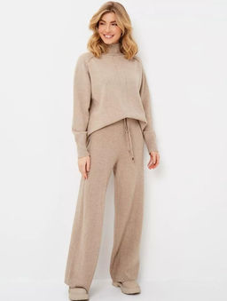 K13199 Брюки палаццо (вязаный трикотаж) БЕЖЕВЫЙ