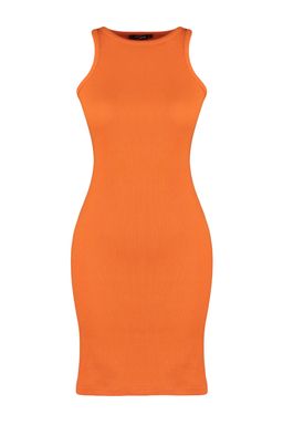 TRENDYOLMILLA Siyah Fitilli Kollar? Volanl? Bodycone/Vucuda Oturan Esnek Mini Orme Kalem Elbise TWOSS23EL00303 фото 15