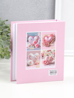 Фотоальбом на 40 фото 10×15 см «Розовое сердце в цветах», в коробке, 4.5×14×17 см