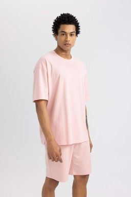 DeFactoFit Oversize Genis Kal?p Bisiklet Yaka Bask?l? K?sa Kollu Tisort фото 4