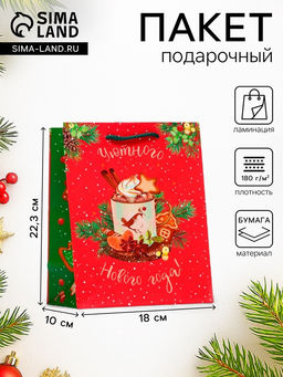 Пакет подарочный новогодний ламинированный Глинтвейн, 18?22.3?10 см - Simaland фото 3