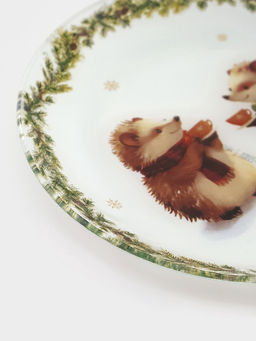 УЦЕНКА Тарелка десертная круглая "Новогодние зверята" 19 см